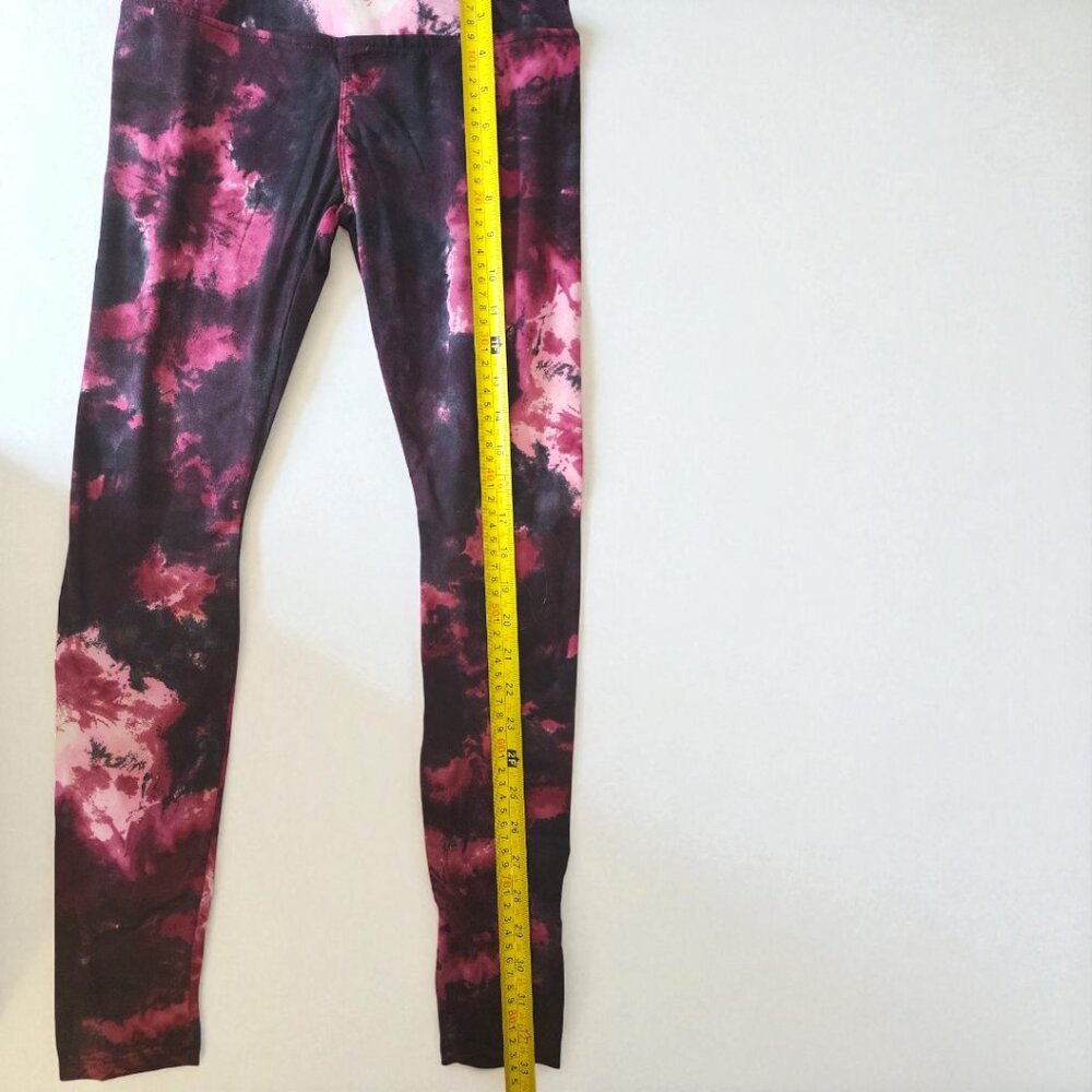 Hot Kiss Tie-Dye Leggings – Medium Purple Black Stretch Active Pants - Picture 6 of 8